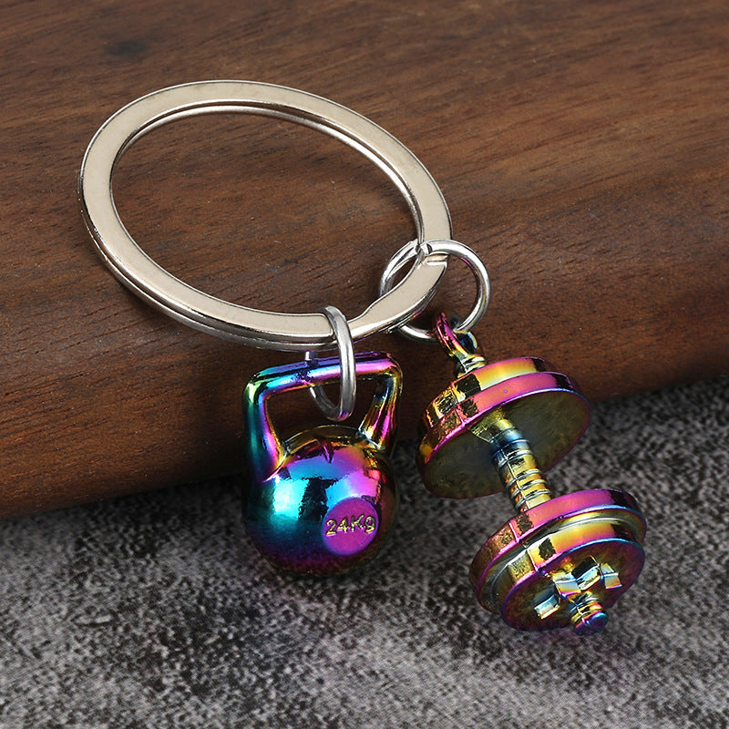 Wholesale Sports equipment weightlifting dumbbell Metal Keychain