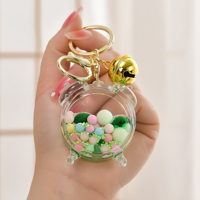 Wholesale Colored Bead Quicksand Bottle Oil Alarm Clock Acrylic Liquid Keychain