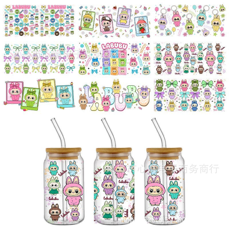 Wholesale 5pcs Colorful cute cartoon 16oz Cup UV DTF Wraps
