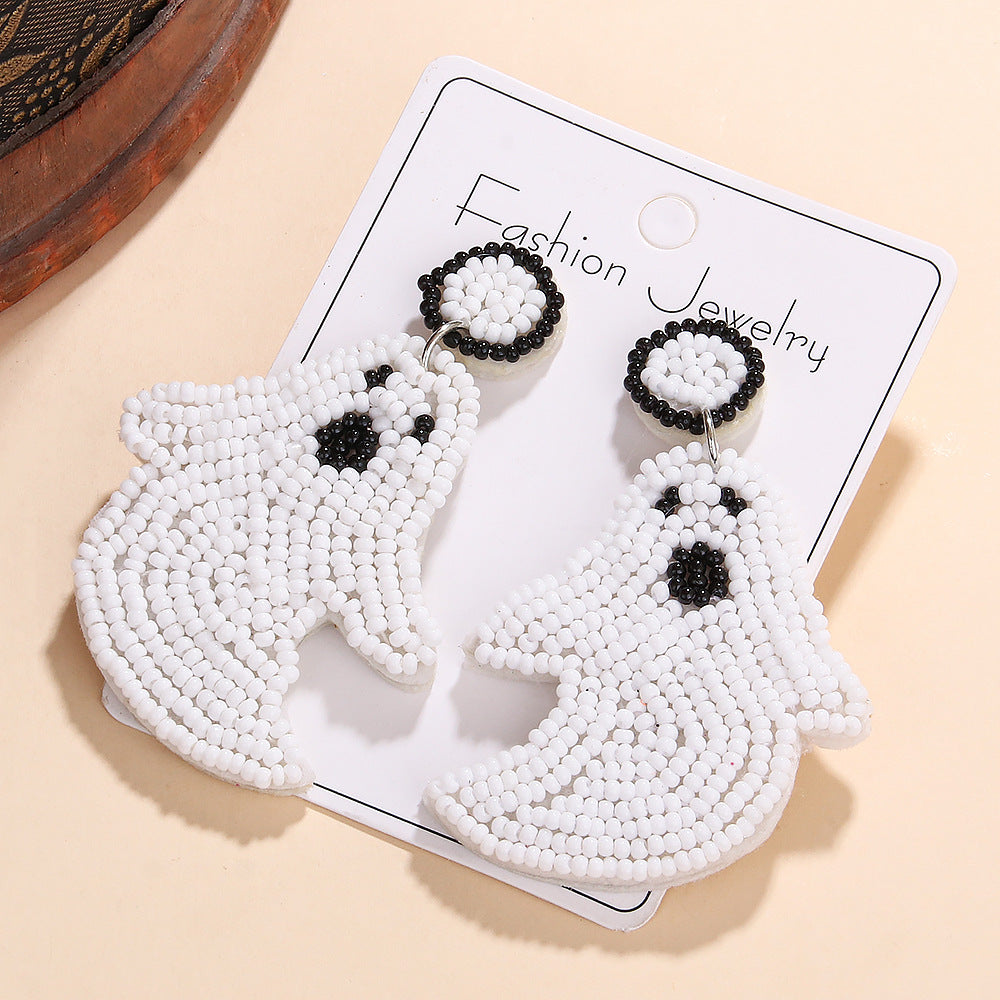Wholesale Halloween Exaggerated Rice Bead Sewing Earrings