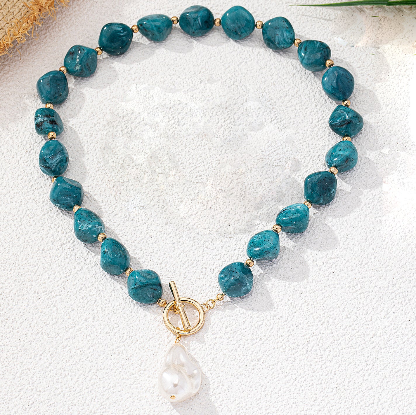 Wholesale Retro Fashion Style Bohemian Acrylic Imitation Jade Necklaces
