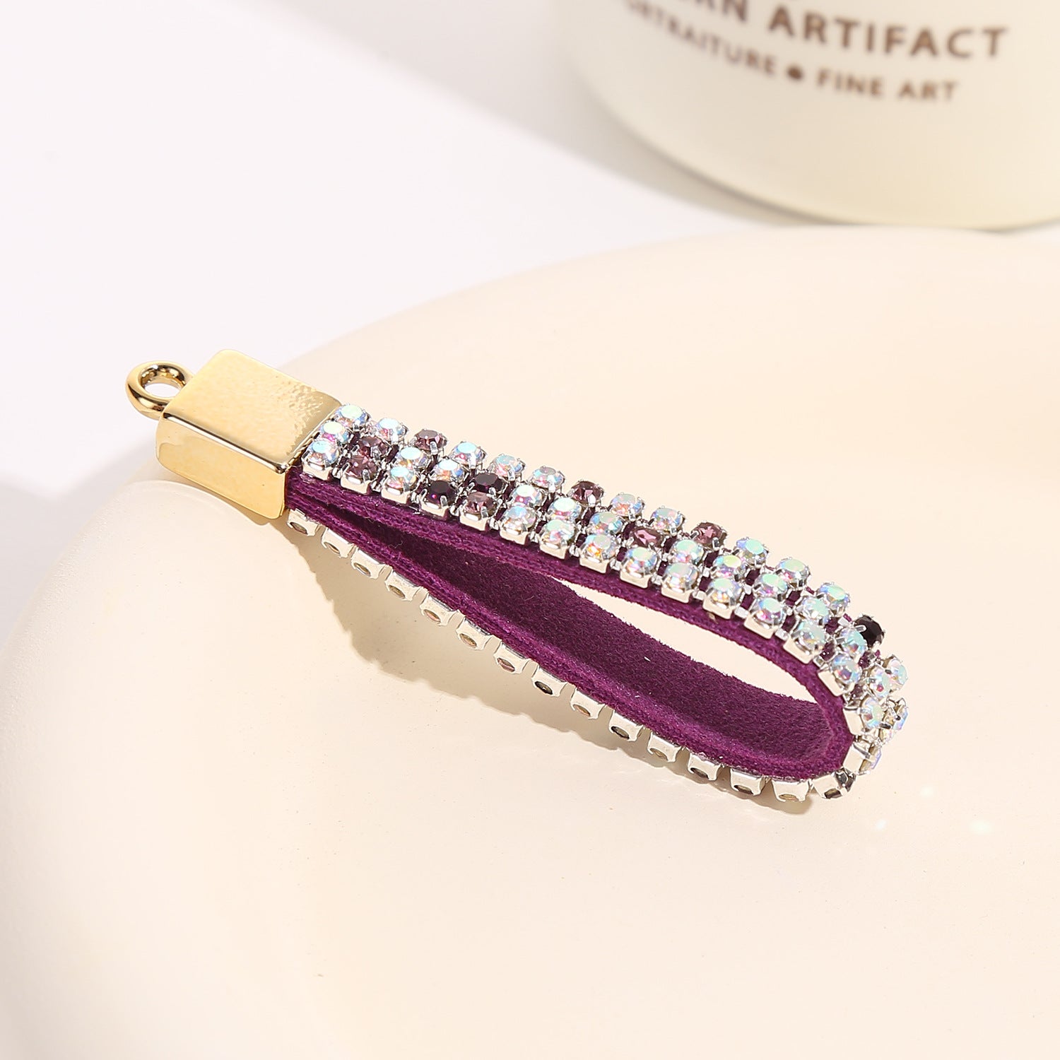 Wholesale Diamond-encrusted Keychain Accessories Diamond-encrusted Leather Rope Buckle Bag Accessories Fashion Exquisite Car Key Pendant