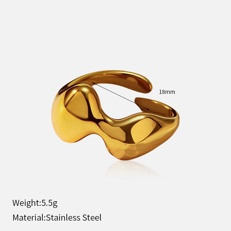 Wholesale Trendy Glossy Open Titanium Steel Ring Stainless Steel 18K Gold Plated Niche Ring