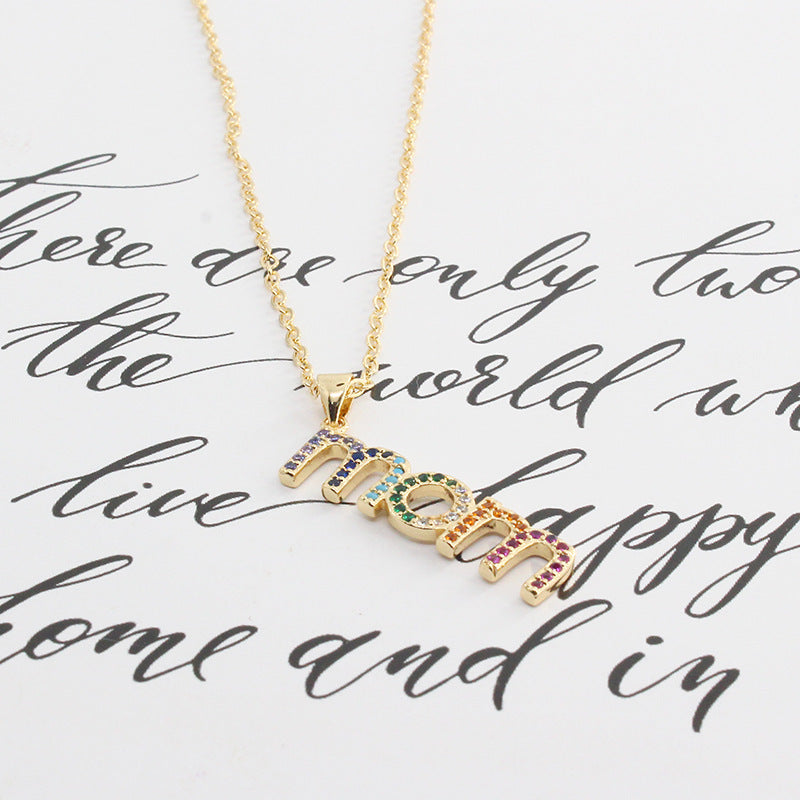 Wholesale Mother's Day Gift mom Alphabet Alloy Clavicle Necklaces
