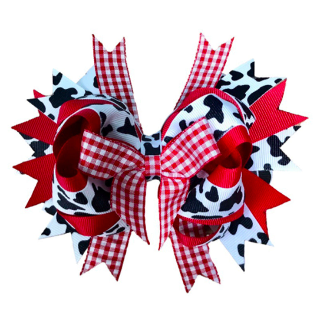 Wholesale 5pcs Cow Pattern Bow Western Cowboy Children's Hairpin