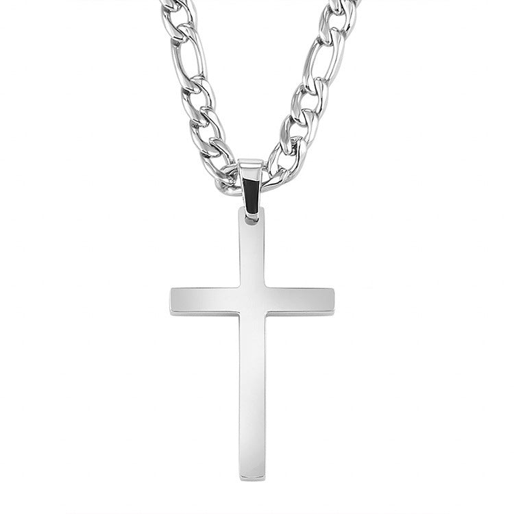 Wholesale Snake bone chain double layered cross pendant stainless steel necklace