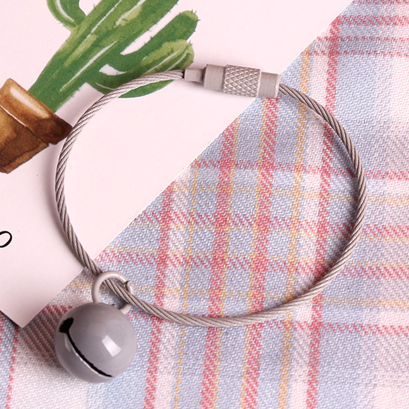 Wholesale Stainless Steel Wire Rope Candy Color Small Bell Paint Keychain