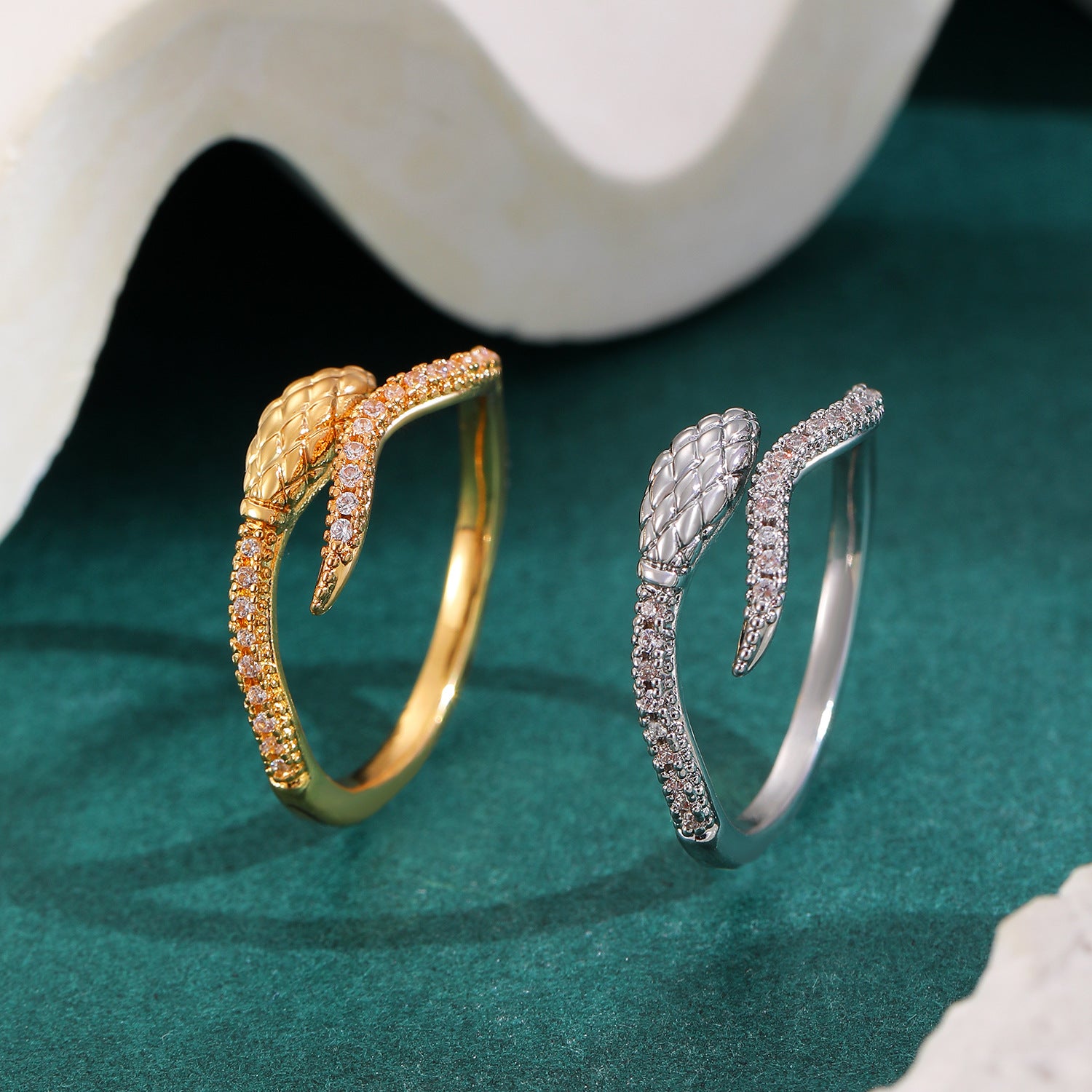 Wholesale zircon snake-shaped opening ring snake finger ring