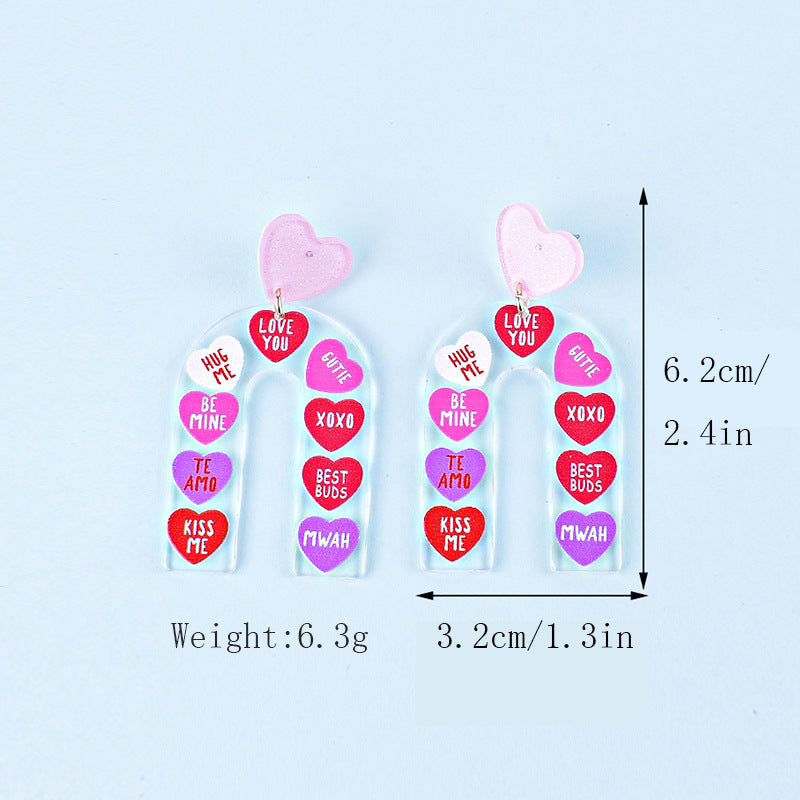 Wholesale Valentine's Day Love Letter Love Heart-shaped Red and Pink Earrings