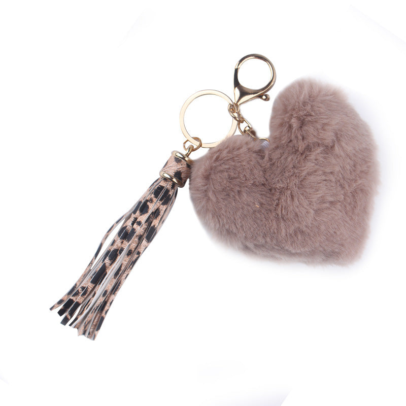 Wholesale Heart Shaped Fur Ball Tassel Keychain