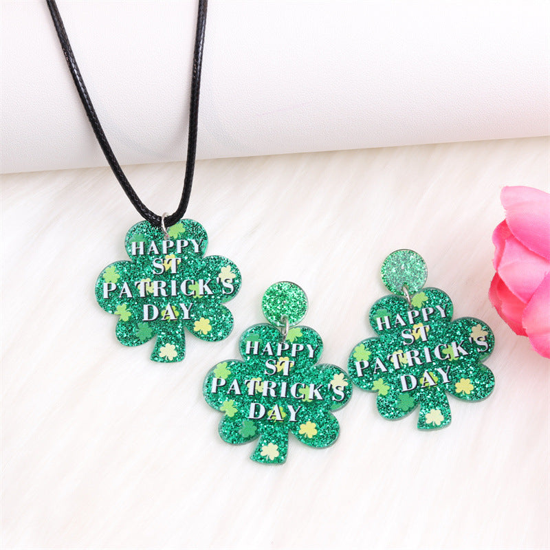 Wholesale St.  Patrick' s shamrock hat-shaped letter Acrylic Earrings