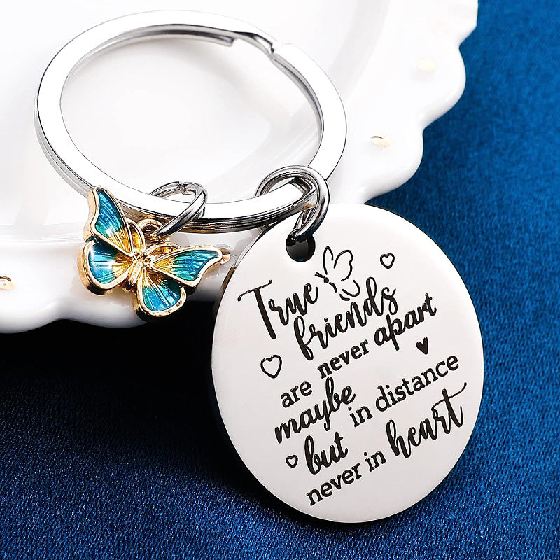 Wholesale Stainless Steel Friendship Butterfly Keychain