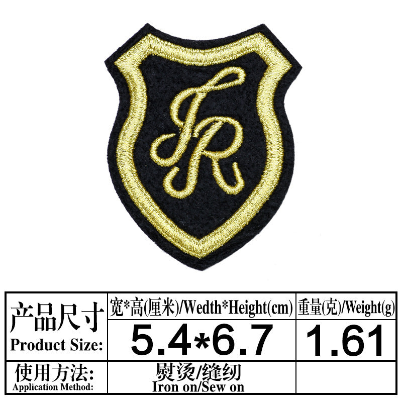 Wholesale Trendy European Embroidered Patch Set 9 Gold Thread Cloth Badges For Casual Outfit Decor