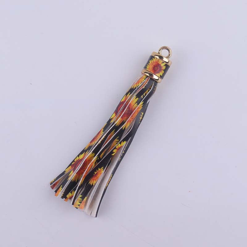 Wholesale Leather Tassel Edging Long Pendant Gold Hanging Clock Keychain Accessories