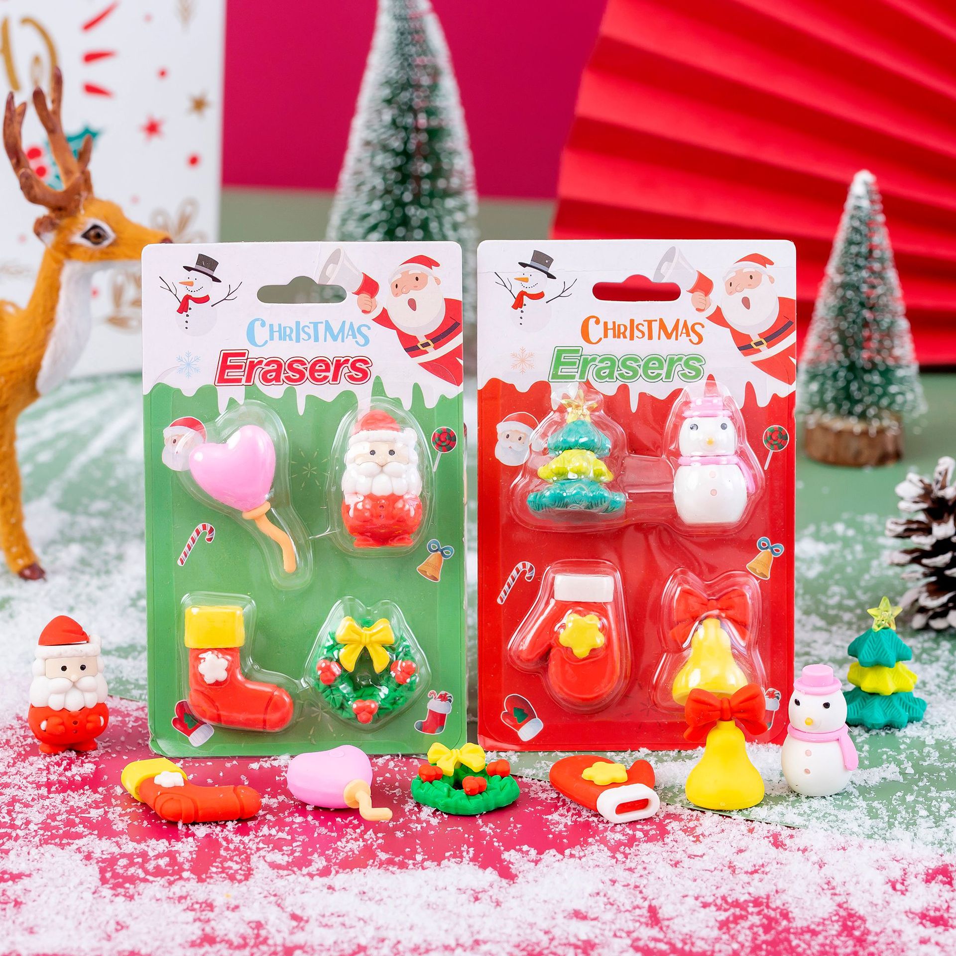 Wholesale Four Christmas Card Plastic Eraser