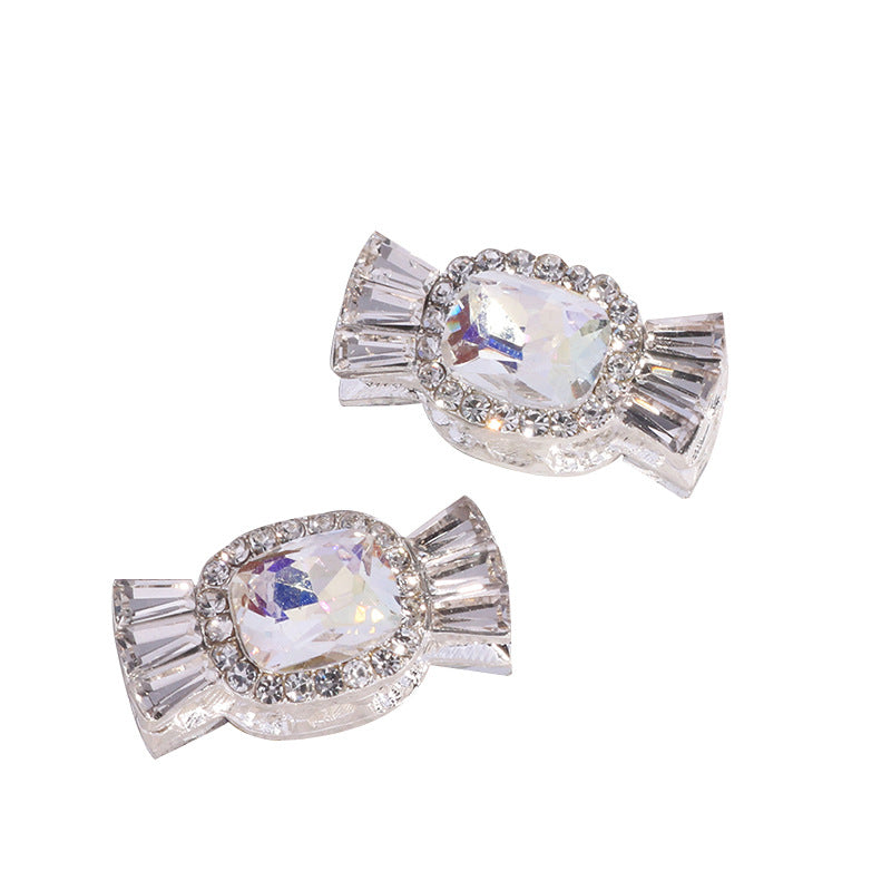 Wholesale 5pcs/pack Alloy Candy 3D Rhinestone DIY Straight Hole Beads