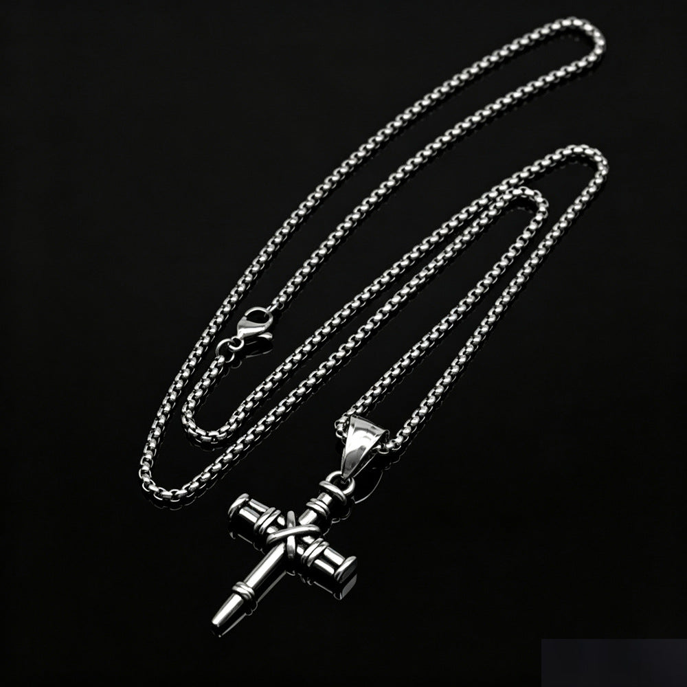 Wholesale Gold Plated Stainless Steel Knotted Nail Pendant Necklace Geometric Hip Hop Style Fashion Jewelry Accessory For Boutique Resale