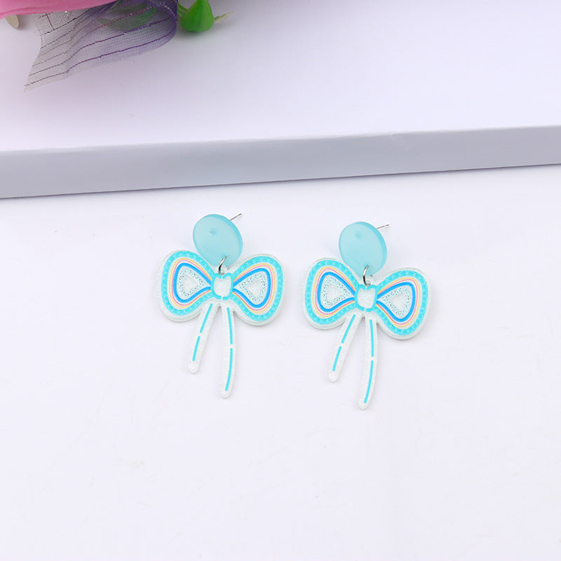 Wholesale Bow Colored Acrylic Earrings