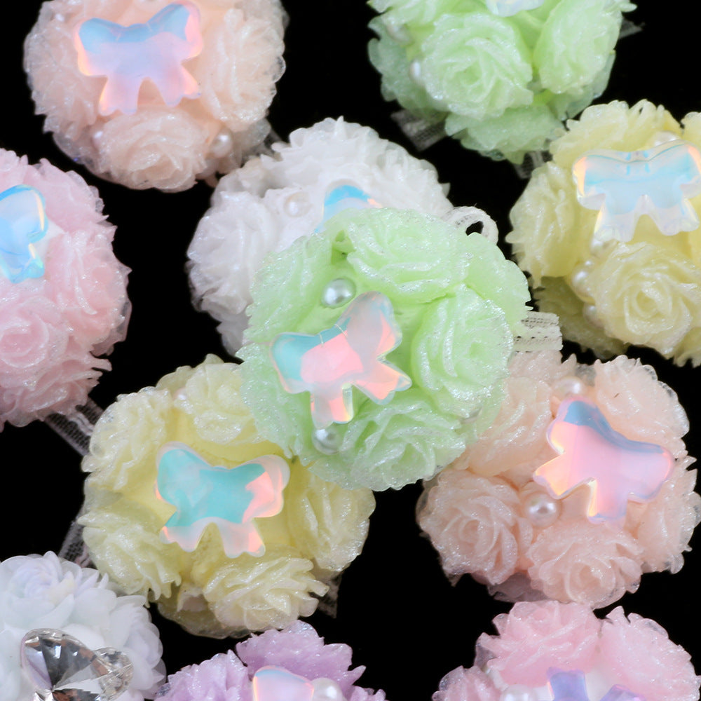 Wholesale 10pcs Butterfly Knot Love Zircon Lace Flower Ball Beads