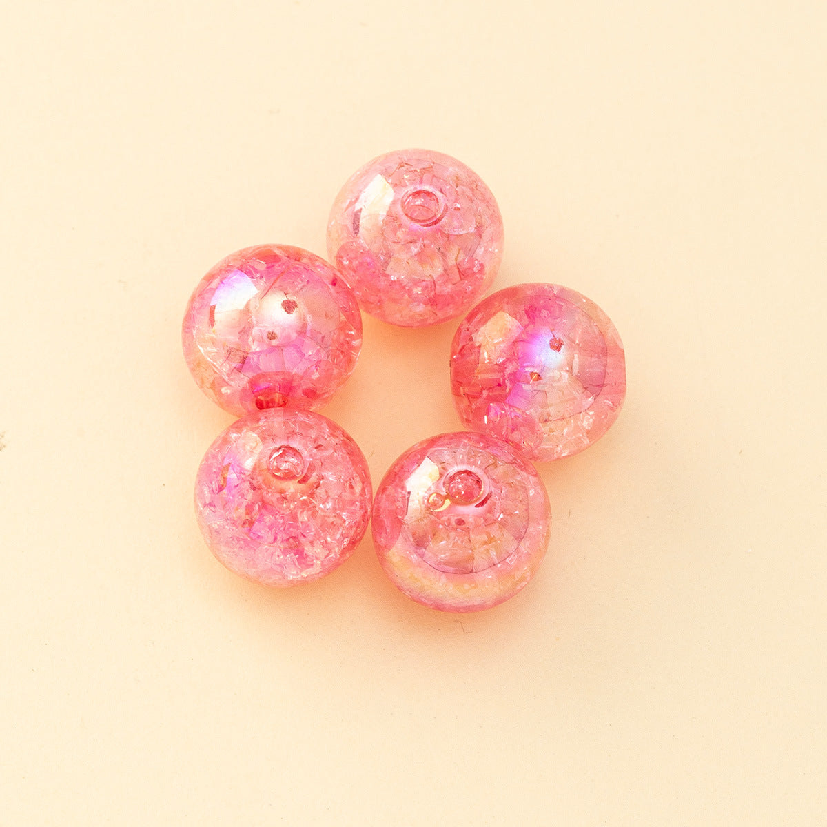 Wholesale 200pcs Burst Clear Straight Hole Multicolored Aurora Round Beads