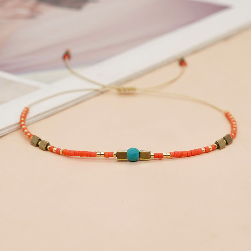 Wholesale Bohemian Glass Pearl Bracelet Handmade Woven Rope Ethnic Jewelry Fashion Accessory