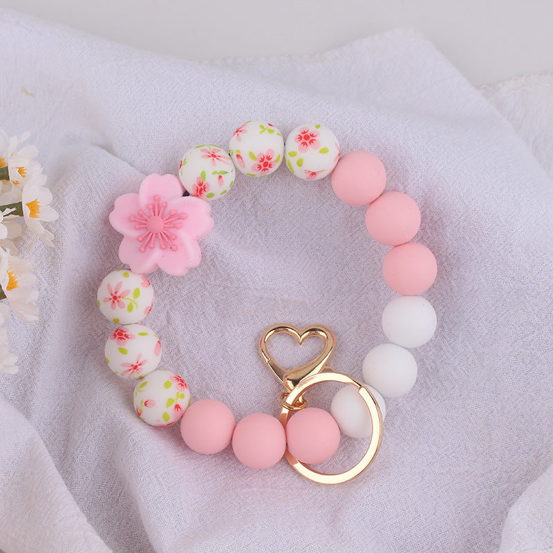 Wholesale Silicone Begonia Daisy Keychain Flower Bracelet