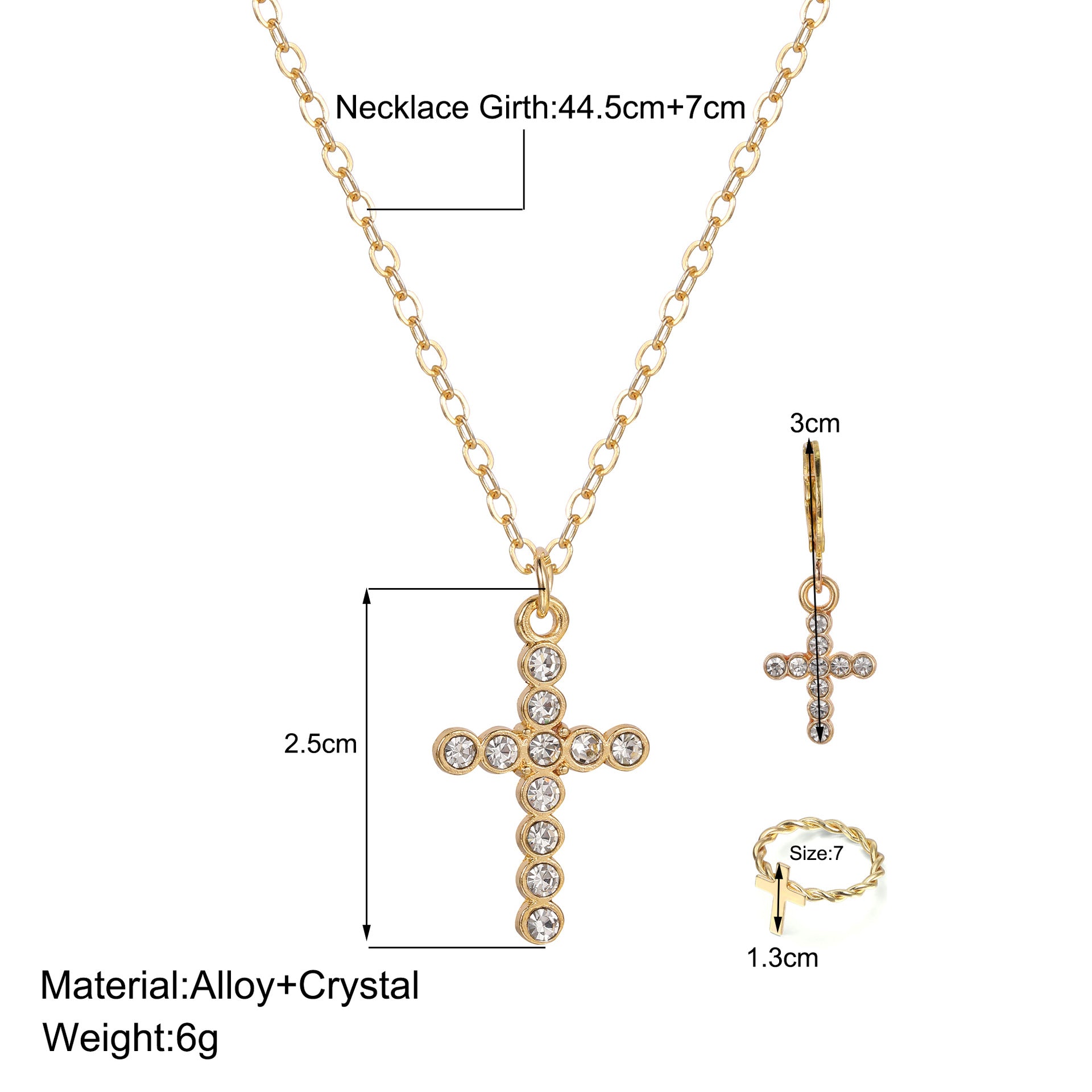 Wholesale Cross Ring Earring Necklace Set
