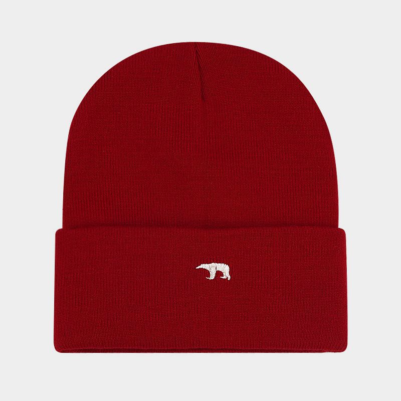 Wholesale Bear Embroidery Thickened Warm Winter Woolen Knitted Hat