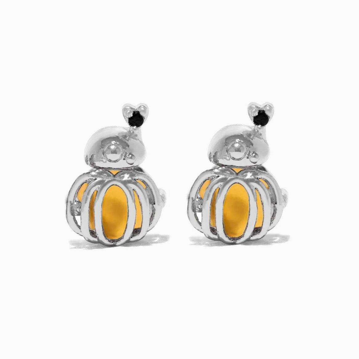 Wholesale Halloween Creative Copper Gold-plated Funny Oil Drop Zircon Cartoon Pumpkin Ghost Earrings