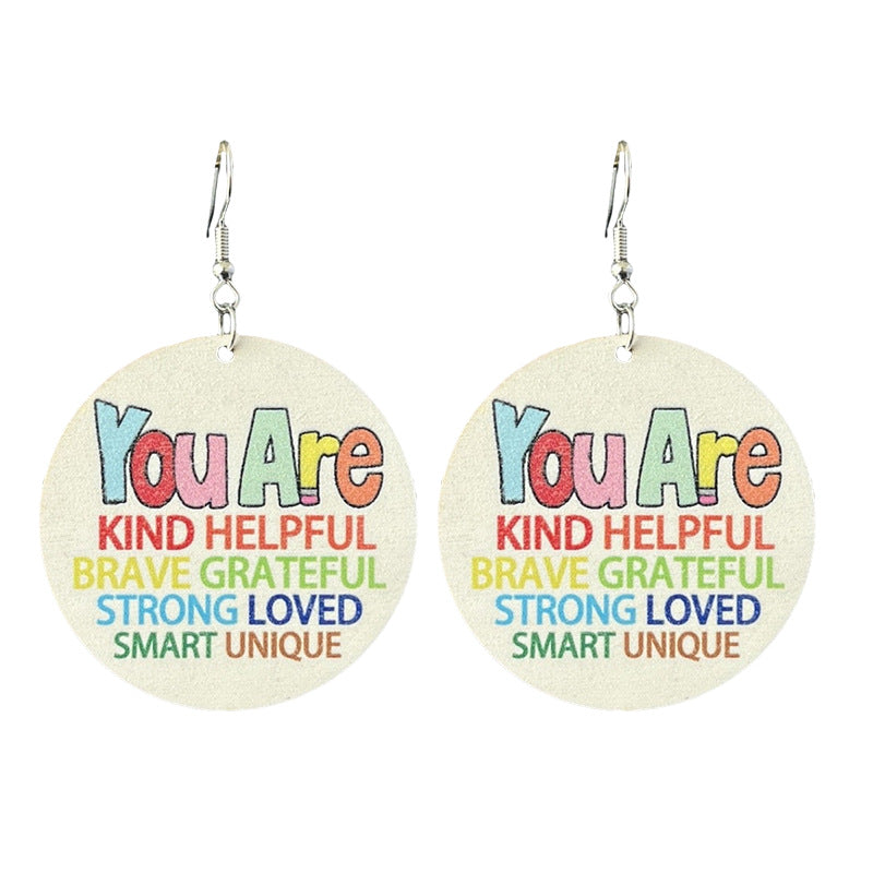 Wholesale Teacher Appreciation Week Graduation Season Textured Wood Earrings