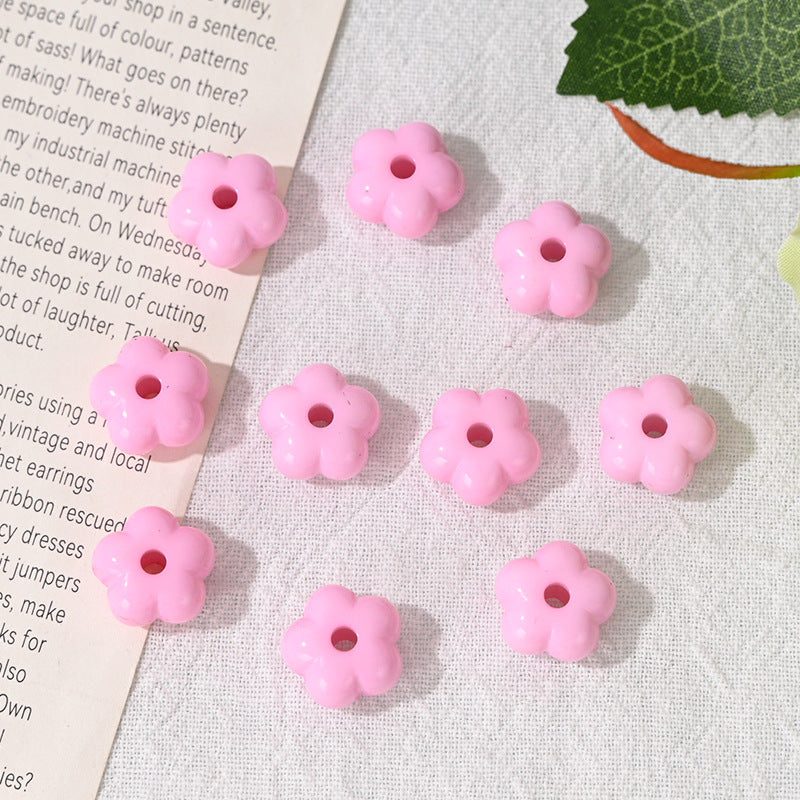 Wholesale 10pcs 14mm Macaron-colored Acrylic Flower Acrylic Beads