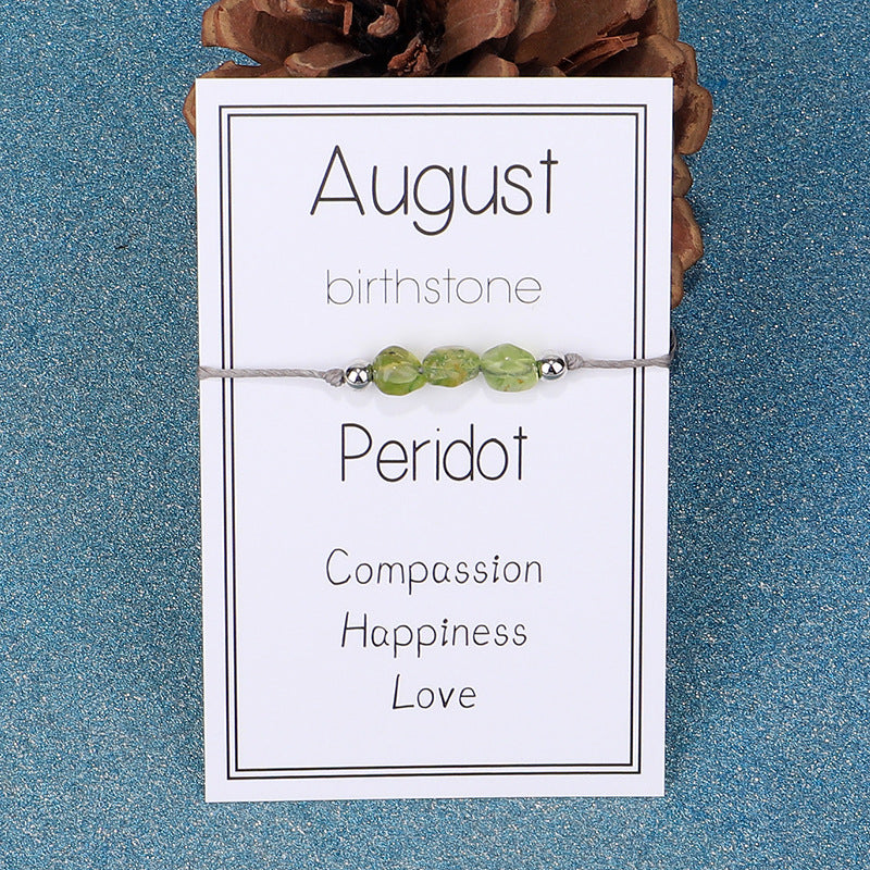 Wholesale Irregular Birthstone Peridot Shaped Stone Bracelet