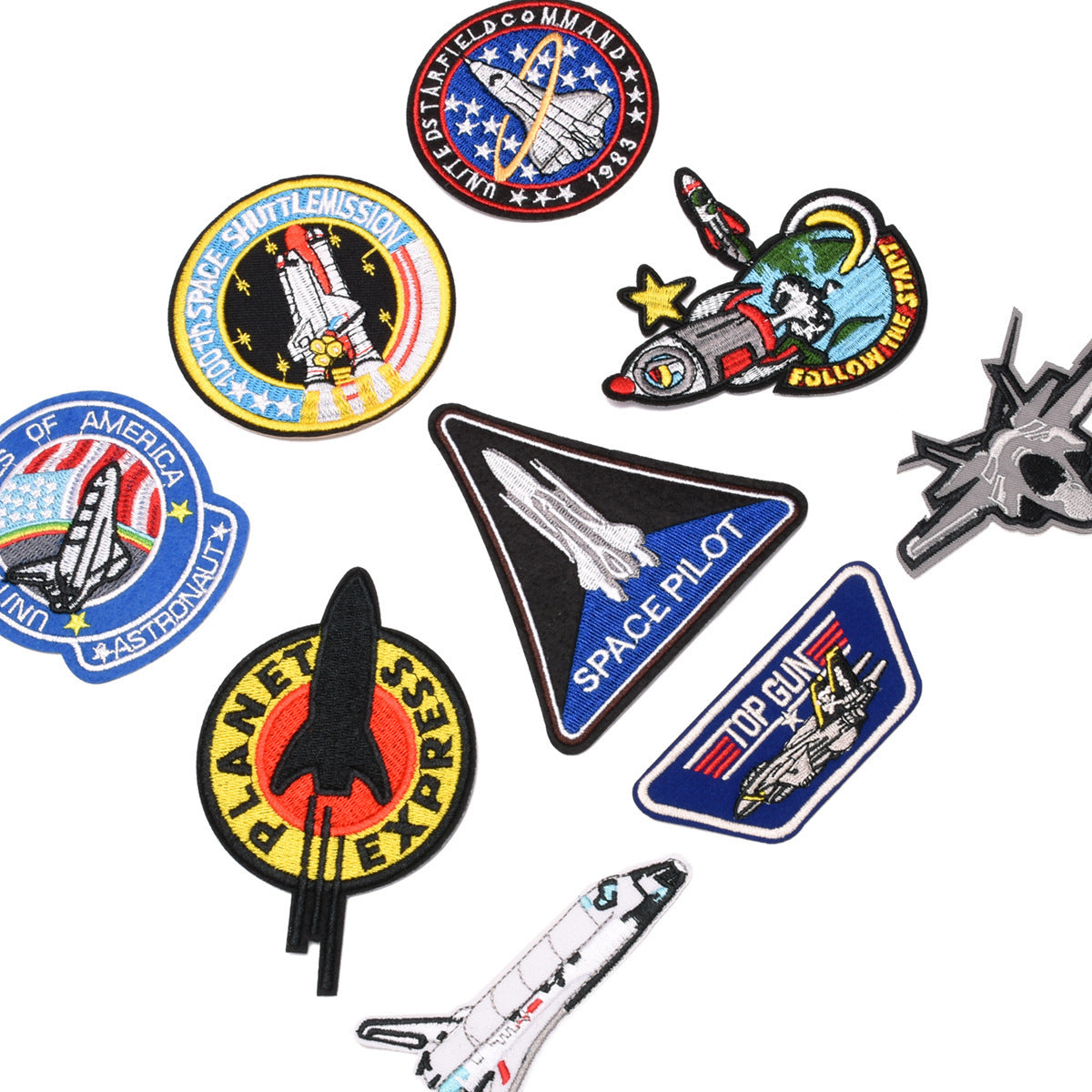 Wholesale Stylish Embroidered Airplane Rocket Cloth Patches Combo Set For Clothing DIY Craft Accessory