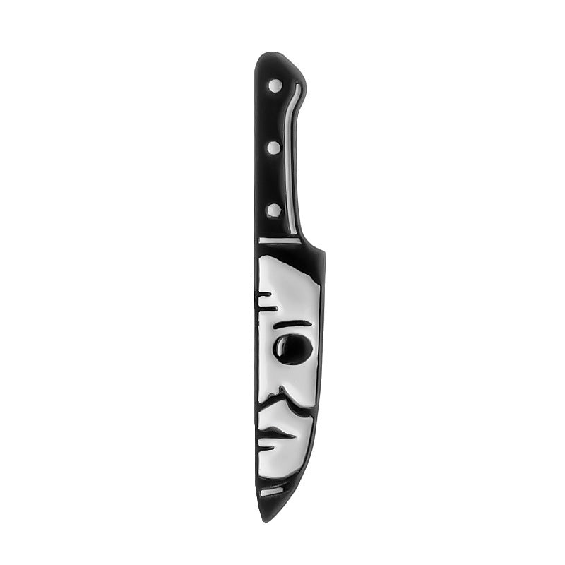 Wholesale Black and White Knife-Shaped Alloy Brooch Pin Punk Gothic Fashion Accessory for Couples Boutique Gift