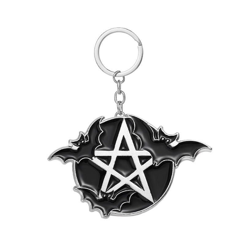 Wholesale 100pcs/pack Pentagram Bat Zinc Alloy Keychains