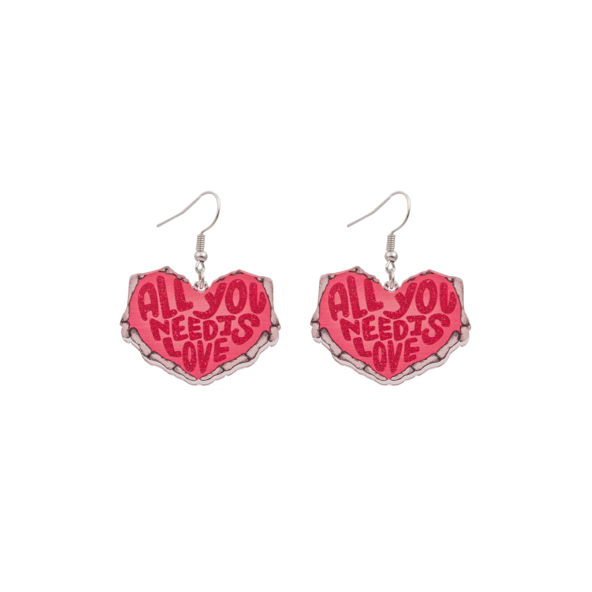 Wholesale  Valentine' s Day Pink Dwarf Flamingo Letter Earrings