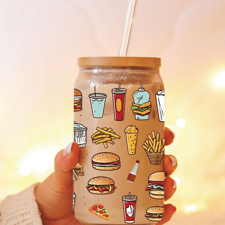 Wholesale Pizza drinks and food series 16oz Cup UV DTF Wraps