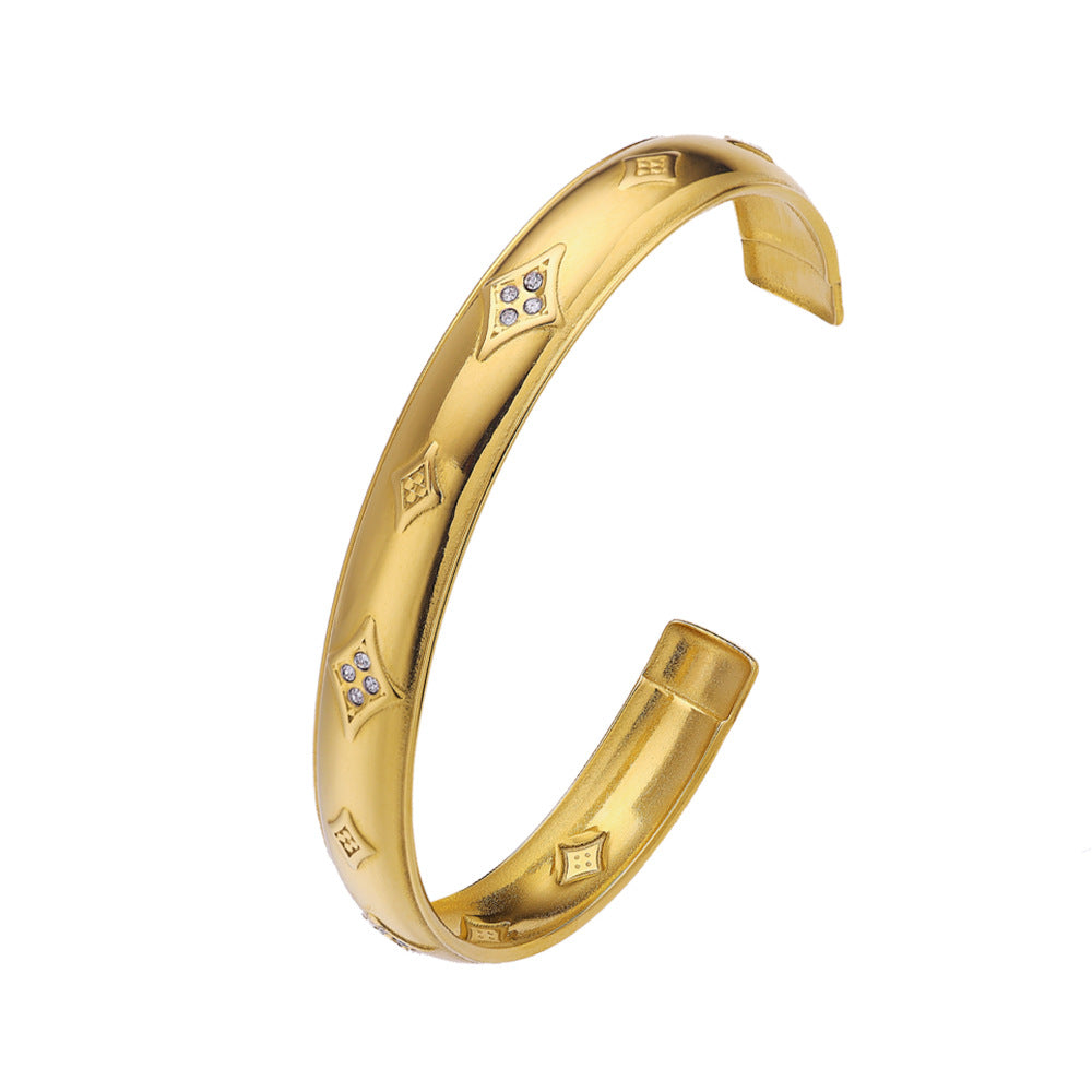 Wholesale 18k Gold Plated Diamond-shaped Adjustable Bracelet