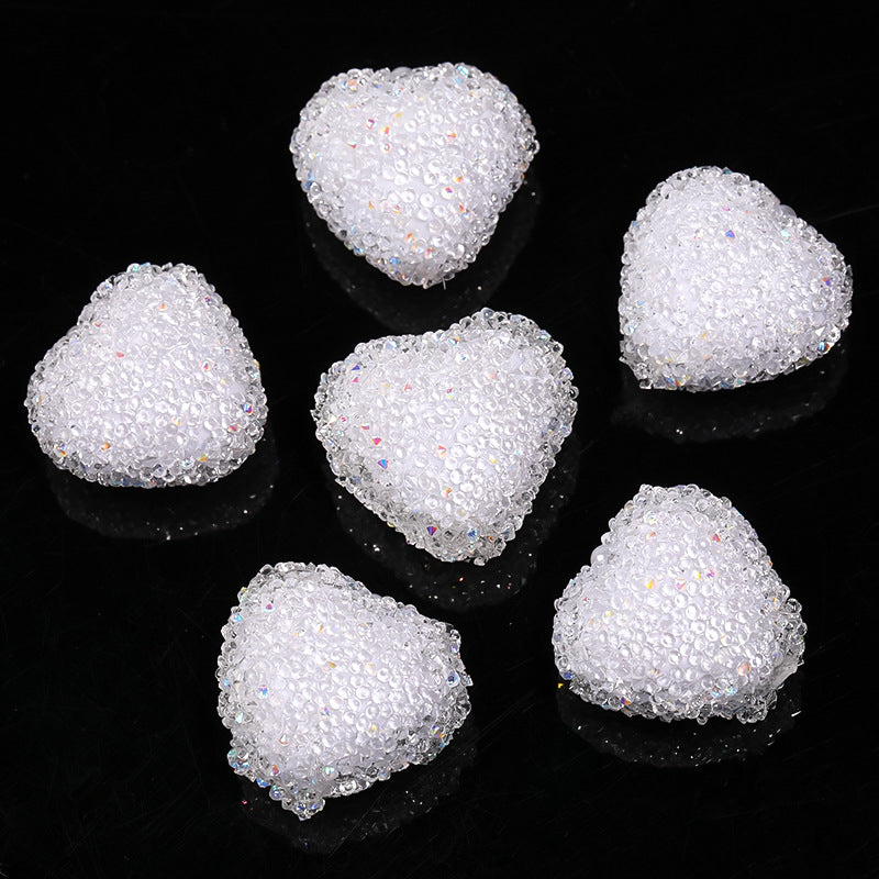 Wholesale 20pcs Rhinestone Heart Acrylic Beads Soft Sugar Beads