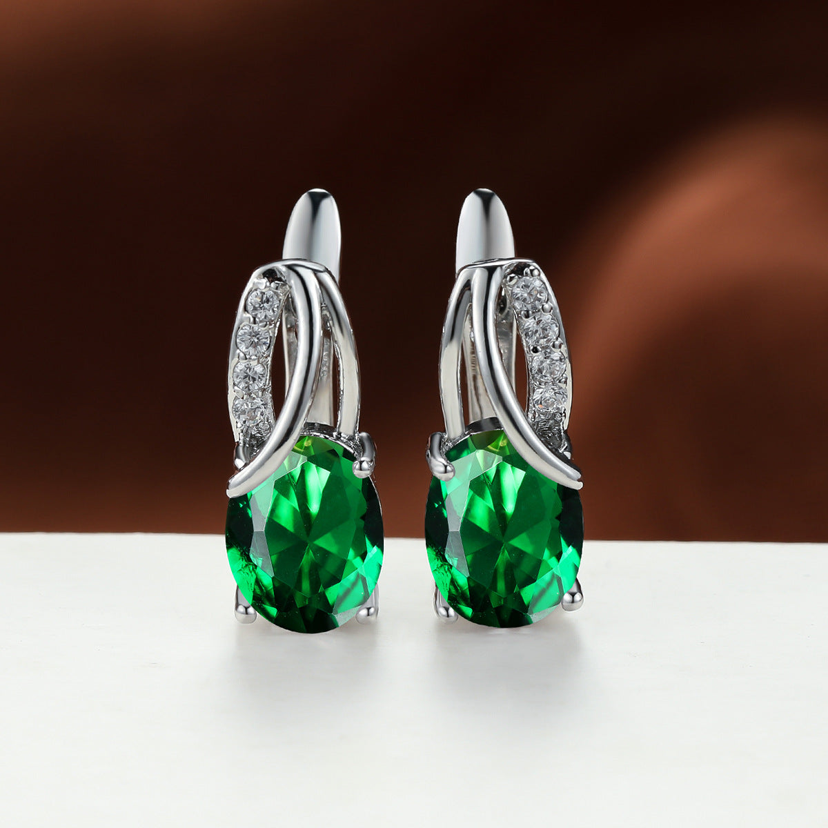 Wholesale Champagne Gold Oval Diamond Earrings