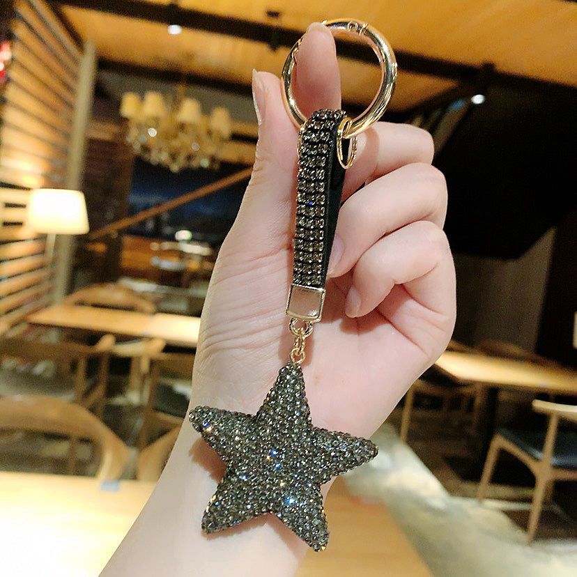 Wholesale Double-sided Diamond Studded Five Pointed Star Keychains