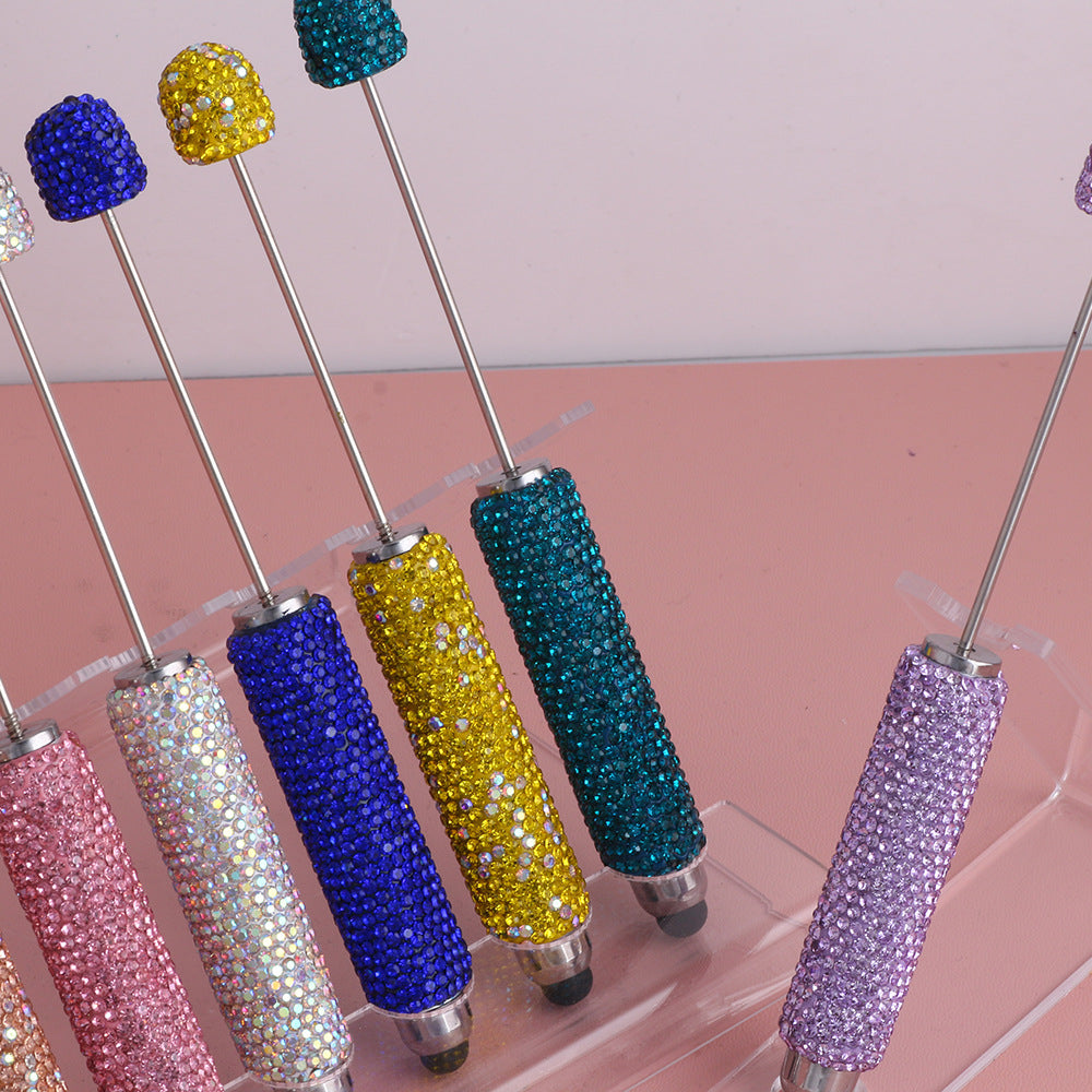 Wholesale  Live Hot Selling Color Touch Screen Pen Drill Pen Ceramic Mud Full Diamond Beaded Pen DIY Beaded Ballpoint Pen Heavy Industry Pen