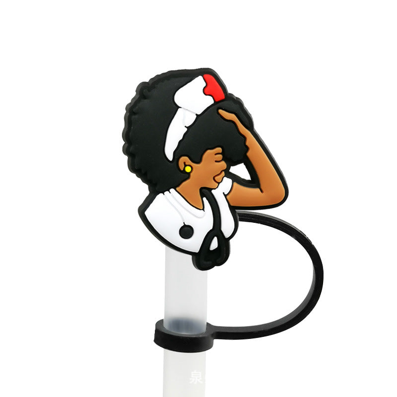 Wholesale 10PCS Doctor and Nurse Silicone Cartoon Tube Straw Hat