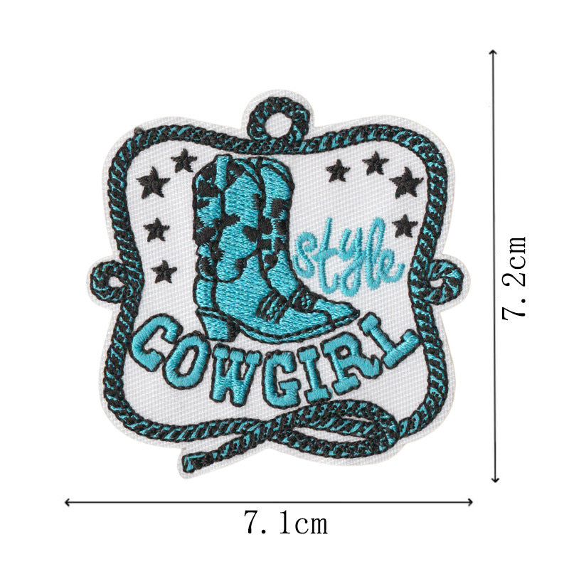 Wholesale 9 Piece Cartoon Cowboy Embroidered Patches With Adhesive Backing For Clothing Towel DIY Accessory