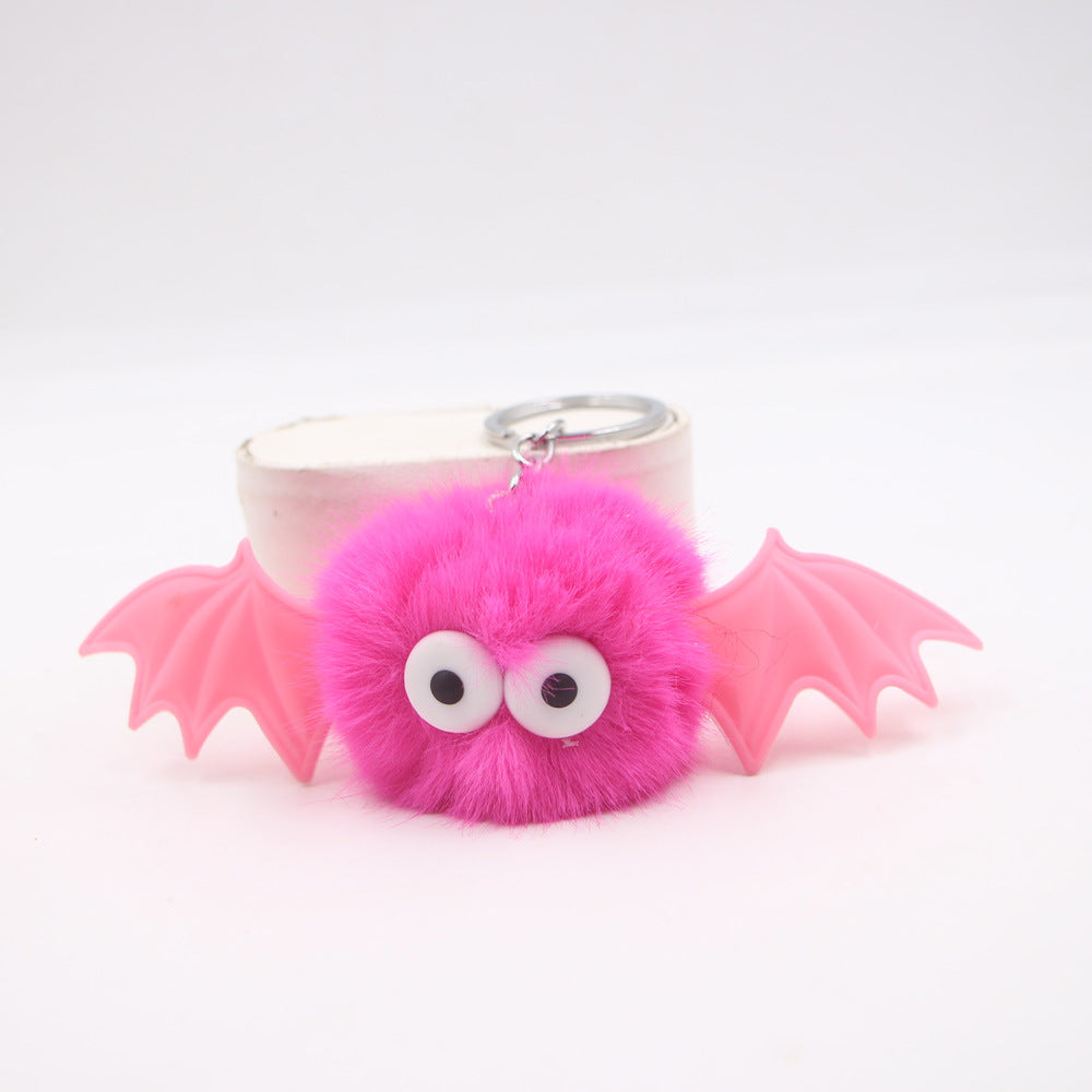 Wholesale Stylish  Black Bat Keychain Pendant Cute Plush Devil Design With Wings Zinc Alloy Hardware Bag Charm And Car Accessory