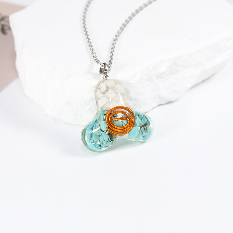 Wholesale 10pcs Natural Color Stone Specimen Geometric Shape Epoxy Lucky Necklace