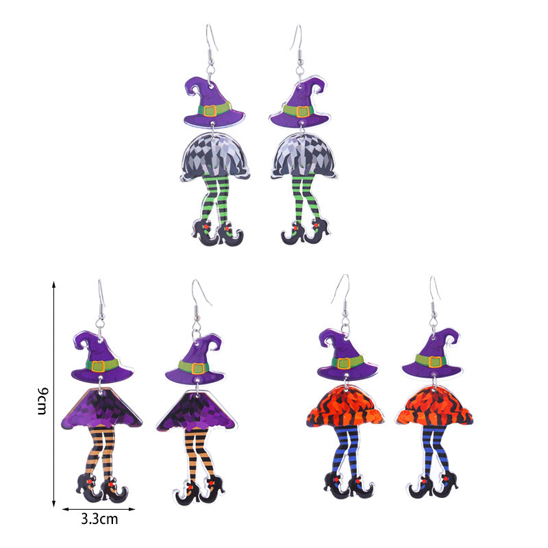 Wholesale Halloween cute funny long-legged witch ear Acrylic earrings