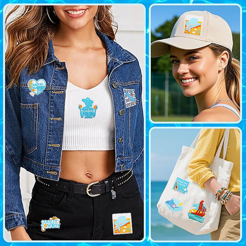 Wholesale Western Cowboy Shell Embroidered Patch Polyester Heat Transfer Applique For Clothing Casual Decorative Accent And Resale