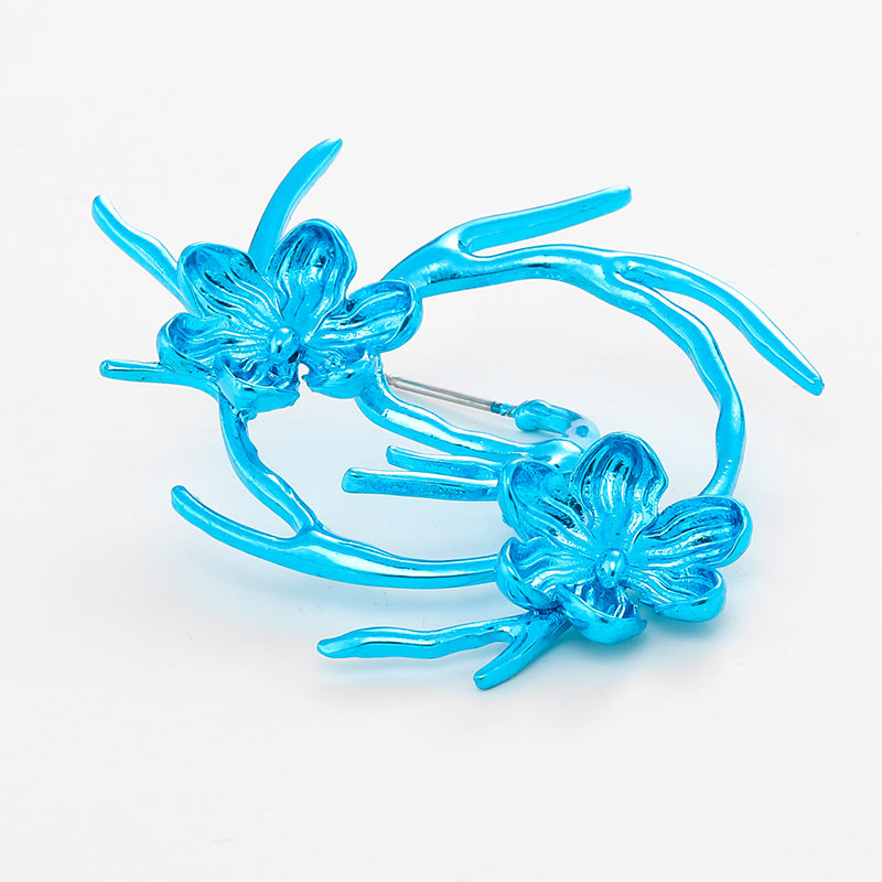 Wholesale Colorful Metal Flower Cyber Earrings