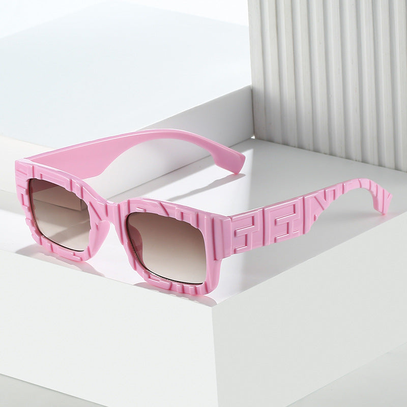 Wholesale Simple Square Embossed Letter Plate Jelly Sunglasses